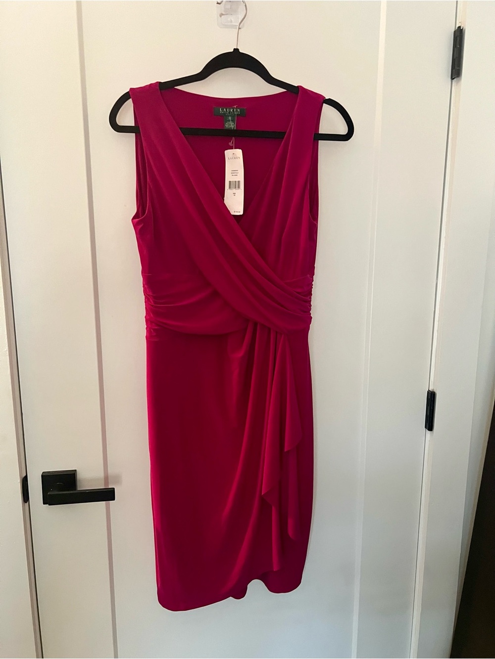 Lauren Ralph Lauren Fuchsia Sleeveless Draped Sheath Dress